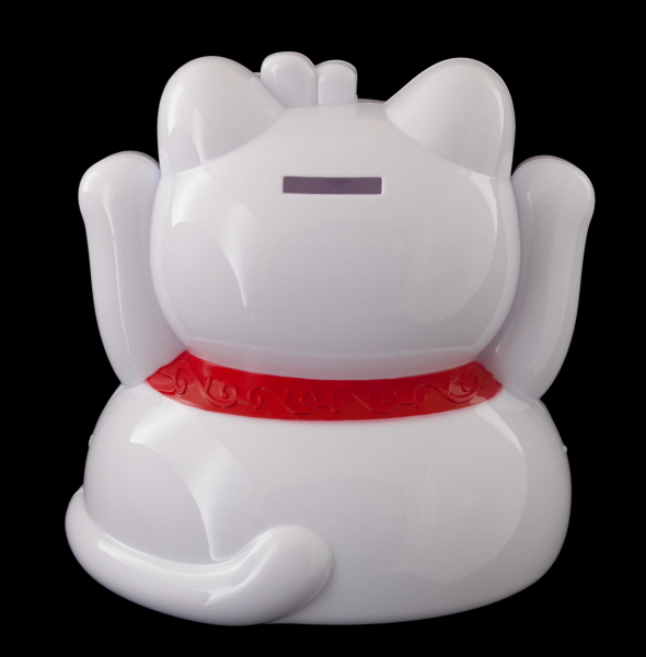 GRANDE TIRELIRE CHAT JAPONAIS BLANC 21 CM MANEKI NEKO 49