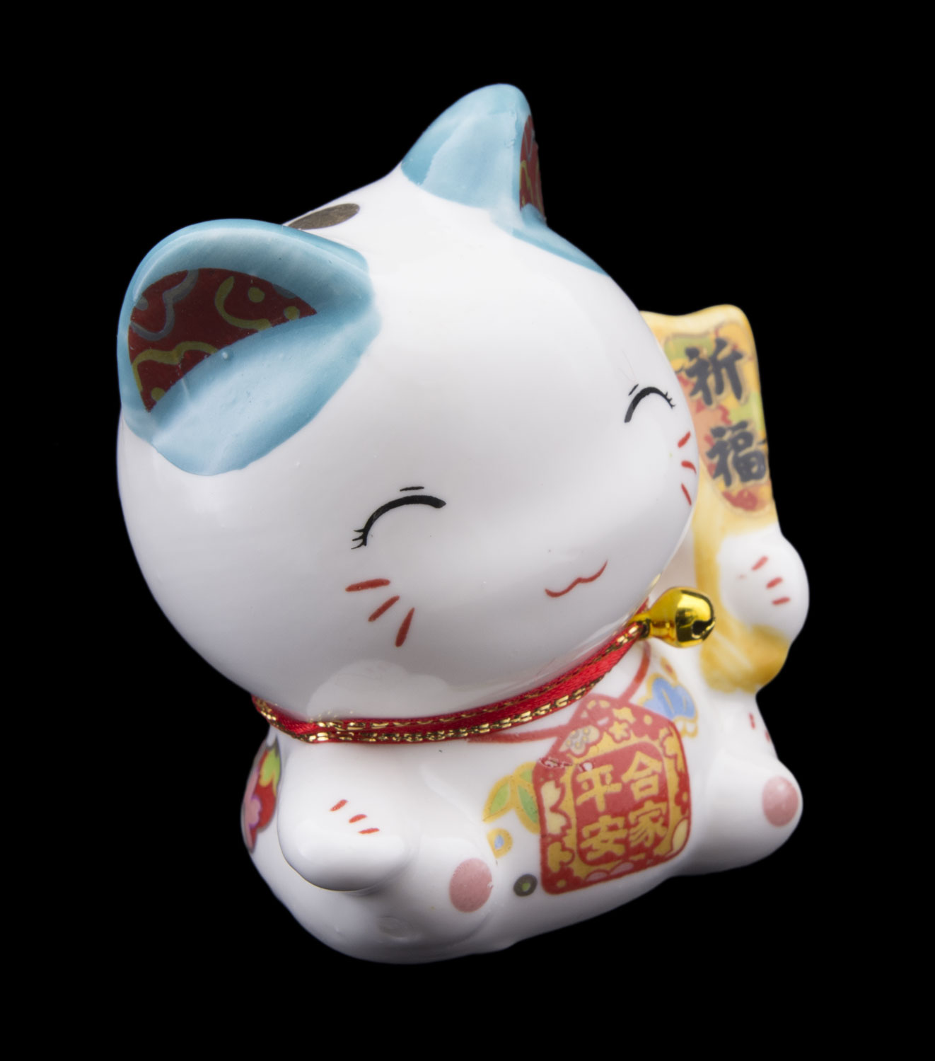 Pendentif Chat Maneki Neko En Céramique - Porte-bonheur Japonais - Pour Clés, Sac, Rétroviseur - Cadeau Mignon