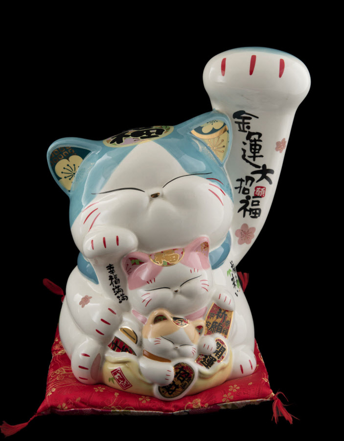Tirelire Chat Prosperite figurine Japon Maneki Neko Rose 80  2122SL 