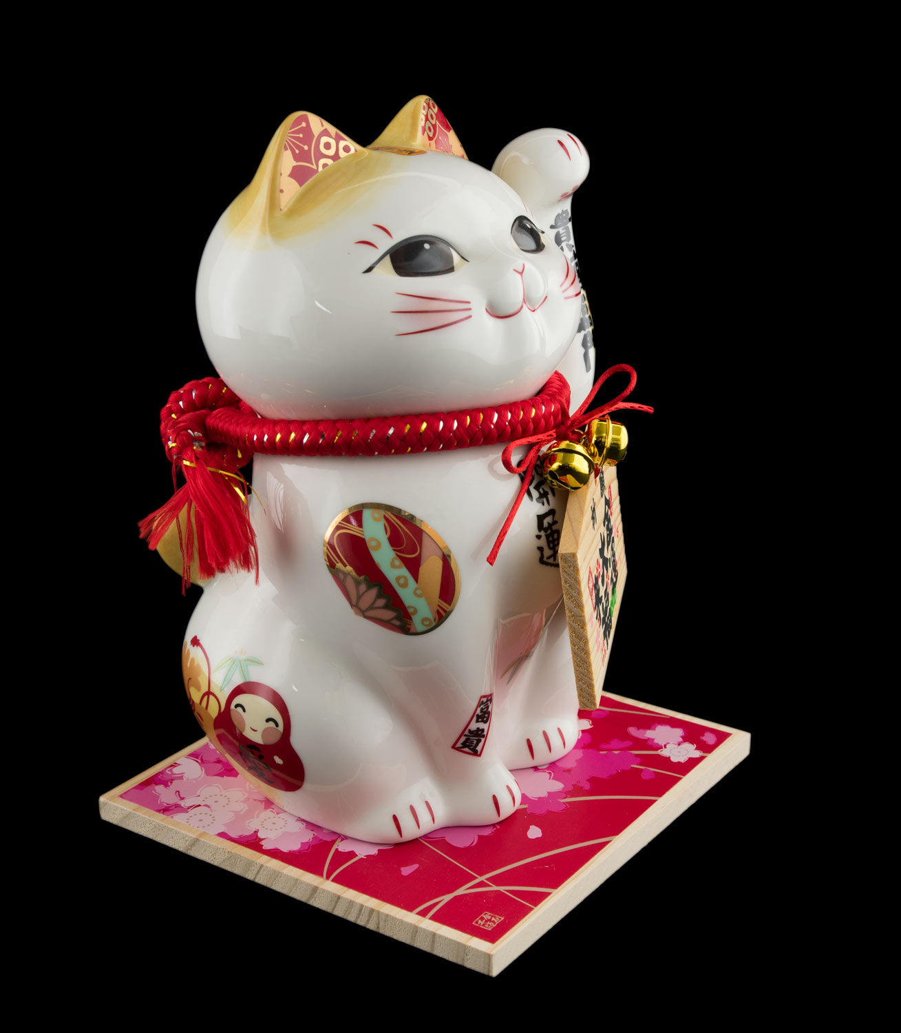 Grande tirelire Statue Chat japonais Maneki neko 24 cm en porcelaine 40752