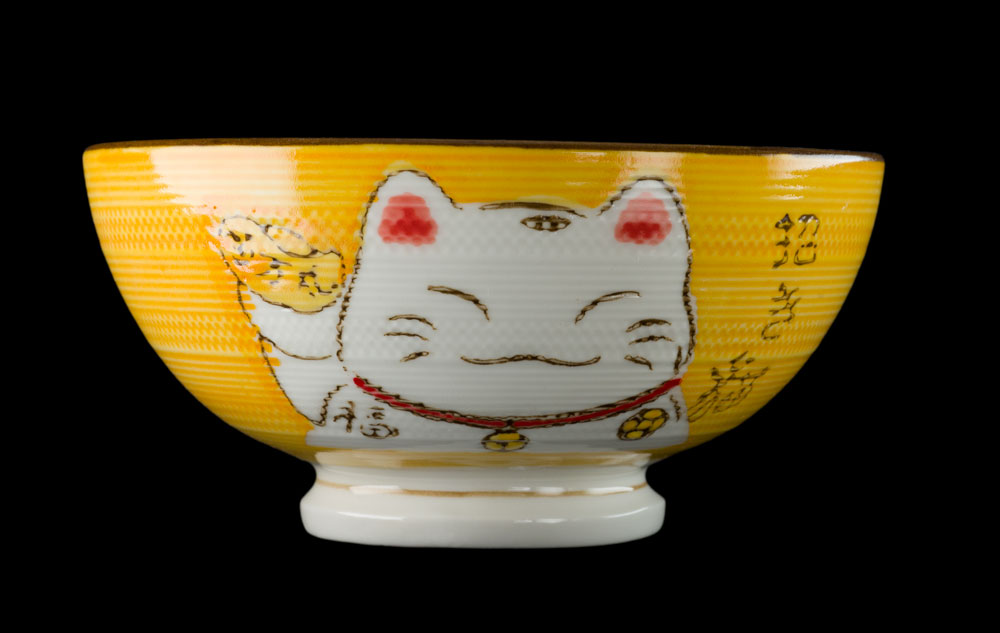 Bol Japonais Maneki Neko - Lot De 5 Bols Porcelaine 11,5cm, Chat Porte-Bonheur - Déco Ou Cadeau