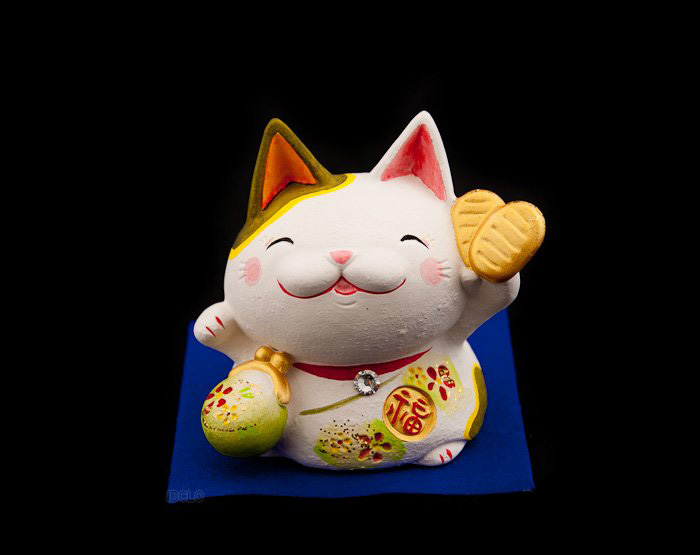 Tirelire Chat Japonais Saumon Maneki Neko en Ceramique Made In Japon  200-MIL3 