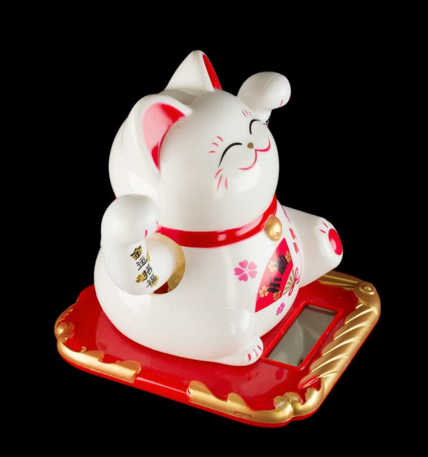 Figurine Chat Japonais 10 Cm Maneki Neko Richesse Patte Animee à Pile