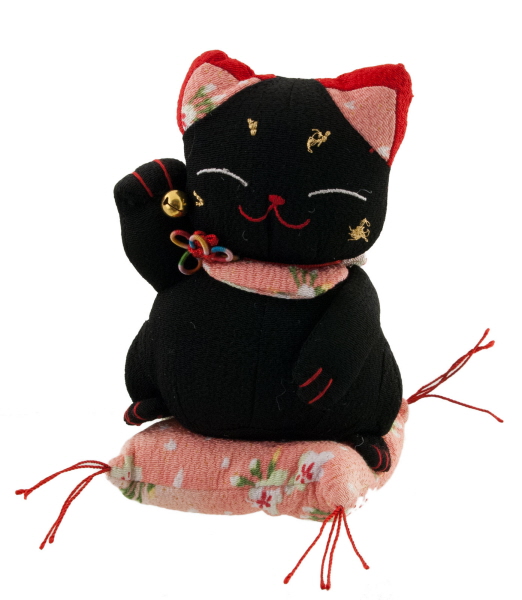 Chat Japonais Manekineko En Tissu Noir