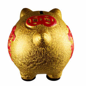 Tirelire Cochon D'Or Porte-Bonheur Or Lucky Piggy Money Bank