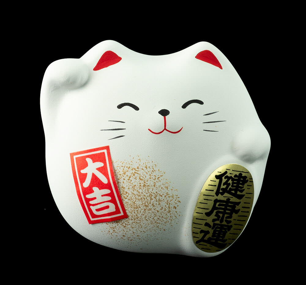 Chat manekineko porte-bonheur antisismique japonais en céramique - TAISHIN  SEI