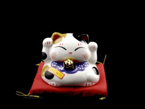 Lachineuse - Chat Maneki Neko - Tirelire Chat Japonais Porte Bonheur -  Figurine Cadeau Japon - Objet Kawaii Déco - Lucky Cat Porcelaine - Chat  Chinois